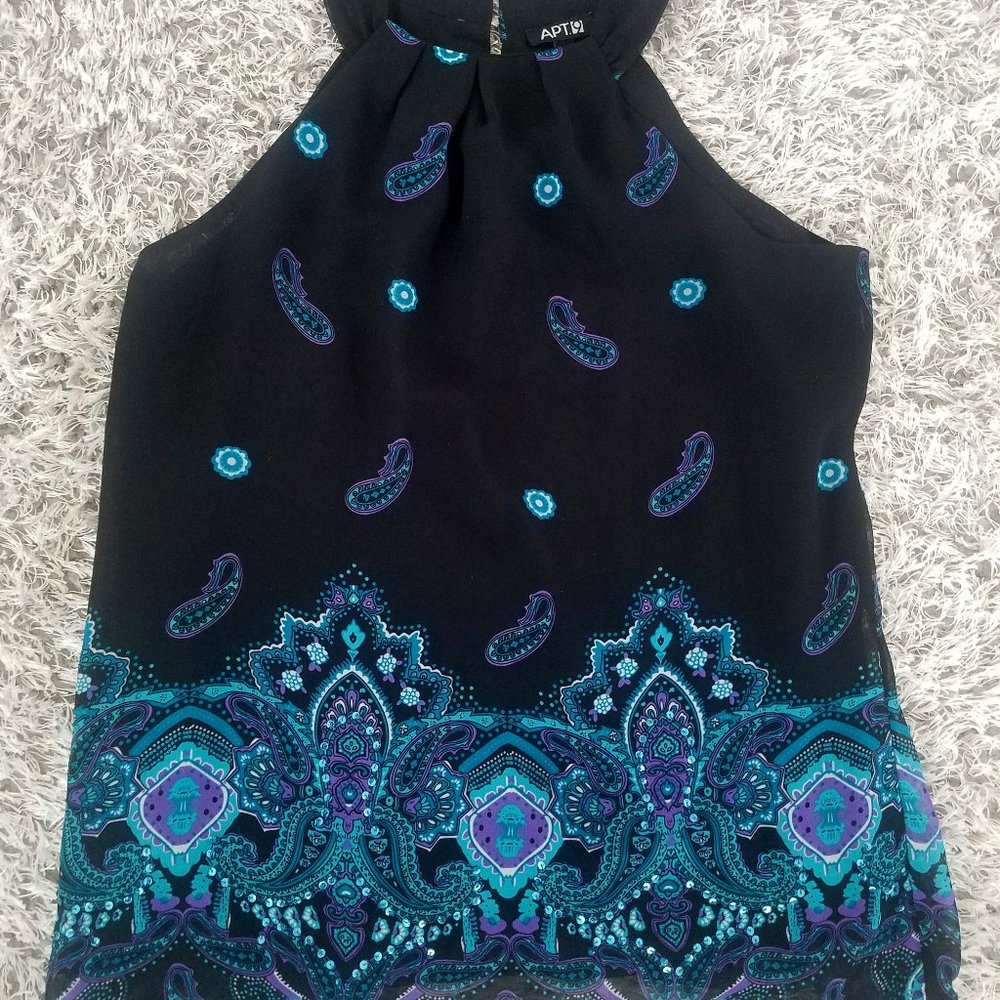 Apt 9 Lined Paisley Halter Top Petite Small
